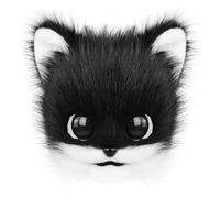 Character Headwear Animal Headpiece Canine Vulpine Costume Cap With Furry Muzzle And Large Eye Detail Suitable for cosplay costume parties role play, Black And White