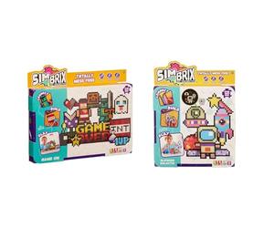 Character Options 07998 Simbrix Feature Pack Game On with 2500+ brix Creative Activity STEAM Arts & 07997 Simbrix Theme Pack Glowing Galactic