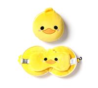 Relaxeazzz Duck Round Plush Travel Pillow & Eye Mask - Sleep Eye Mask Masks - Kids Travel Accessories For Sleeping Airplane - Flight Plane Neck Pillow Pillows