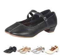 Character Shoes for Women UK Ladies Mid Block Heel Salsa Jazz Latin Dance Shoes Comfort Support Work Pumps Low Heeled Strappy Slip On Cushioned Wide Fit Strap Court Shoes Dancing Slippers Black