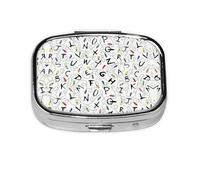 Character Stripes Print Square Pill Box,Portable for Pocket Or Purse Pill Organizer Pill Container Holder