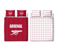 CHARACTER WORLD Arsenal FC Official Double Duvet Cover Set, Geometric Design | Red Reversible 2 Sided Football Bedding Cover Official Merchandise Including Matching Pillow Cases