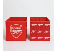 Arsenal FC Officially Licensed Storage Boxes | 2 pack Foldable Storage Cubes | Perfect For Organising Children's Room, Kids Playroom | Football Merchandise | 30 x 30cm | Red