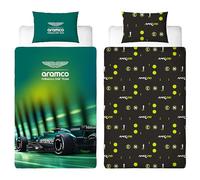 Character World Aston Martin Officially Licensed F1 Single Duvet Cover Set | Wings Design Reversible 2 Sided Bedding Including Matching Pillow Case | Perfect For Kids Bedroom | Polycotton
