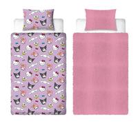 Hello Kitty Official Single Fleece Duvet Cover Set | Super Soft and Warm | Reversible 2 Sided Winter Cosy Kids Bedding Cover Including Matching Pillow Cases | Pink