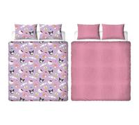 Character World Hello Kitty Official Double Duvet Cover Set, Chill Design, Reversible 2 Sided Fleece Bedding Cover Official Merchandise Including Matching Pillow Cases