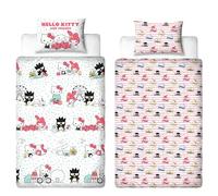 CHARACTER WORLD Hello Kitty Officially Licensed Single Duvet Cover Set |Hello Kitty Design Reversible 2 Sided Bedding Including Matching Pillow Case Single Bed Set