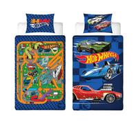 Hot Wheels Officially Licensed Playful Design Single Duvet Cover Set | Reversible 2 Sided Cars Bedding Including Matching Pillow Case | Perfect For Kids Bedroom