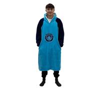 Character World Hugzee Oversized Wearable Hooded Fleece | Super Warm and Cosy Premium Sherpa Lined, Manchester City FC Design | Perfect For Teens, Women and Men, One Size Suggested Height 110cm+ Blue