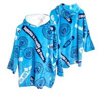 Character World Manchester City Oversized Wearable Fleece Blanket | Super Warm & Cosy | All-Over Crest Pattern Design | Premium Sherpa Lined | Perfect for Kids Aged 7-12 Years, Suggested Height 75cm+