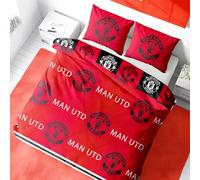 Character World Manchester United Double Duvet Cover Set, Honour Design | Red Reversible 2 Sided Football Bedding Cover Official Merchandise Including Matching Pillow Cases