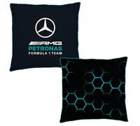 Character World Mercedes AMG Petronas Officially Licensed F1 Square Cushion, Super Soft Pillow | Black, Ridge Reversible Design | Perfect For Bedroom Or Living Room Décor | 40 x 40cm