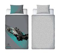 Character World Mercedes Amg Petronas Officially Licensed Single Duvet Cover Set | Graphite Design Reversible 2 Sided Bedding Including Matching Pillow Case | Perfect For Kids Bedroom | Polycotton
