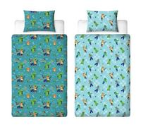 Character World Minecraft Single Duvet Kids Reversible Bedding Blue Creepers Quilt Cover