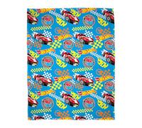 Character World Official Hot Wheels Fleece Blanket | Super Soft Warm Blue Throw, Flame Design | Perfect For The Bedroom, Camping & Sleepovers 100 x 150cm