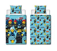 Character World Official Lego City Single Duvet Cover Panic Design | Blue Reversible Two Sided Bedding Duvet Cover Official Merchandise With Pillow Case