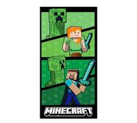 Character World Official Minecraft Towel | Super Soft Feel, Creepers, Alex and Steve Gaming Design | Perfect The Home, Bath, Beach & Swimming Pool | One Size 140cm x 70cm