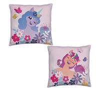 Character World Official My Little Pony Square Cushion Pillow, Super Soft Reversible 2 Sided, Butterfly Design, Perfect for the Bedroom or on the Sofa