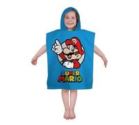 Character World Official Nintendo Super Mario Hooded Towel Poncho Soft, Blue, Double-Sided Design with Mario & Luigi | Kids Changing Robe for Bath, Beach & Home | 50cm x 115cm