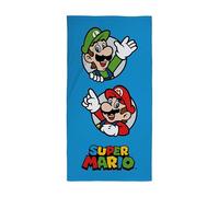 Character World Official Nintendo Super Mario Kids Towel | Super Soft Feel, Wave Design with Mario and Luigi | Perfect The Home, Bath, Beach & Swimming Pool | One Size 70cm x 140cm