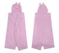 Character World Official Peppa Pig Hooded Fleece Throw Blanket | Super Soft Warm Pink Throw | Perfect For Home, Bedroom, Sleepovers & Camping | Size 100 x 120cm