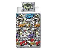 Character World Official Teenage Mutant Ninja Turtles Single Duvet Cover Set | Power Design Reversible 2 Sided Bedding Including Matching Pillow Case TNMT Single Bed Set, Green