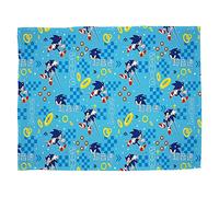 Character World Officially Licensed Sonic the Hedgehog Fleece Blanket | Super Soft Warm Blue Geo Design Throw | Perfect For The Home, Bedroom, Camping & Sleepovers
