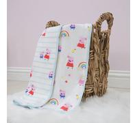 Character World Peppa Pig My First Jersey Blanket Baby Reversible Blue White Throw 70Cm X 75Cm