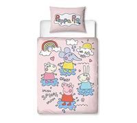 Peppa Pig Official Toddler Cot Bed Duvet Cover Set | Playful Design Reversible 2 Sided Junior Bedding Including Matching