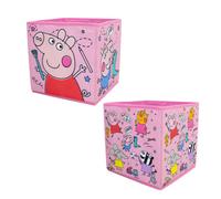 Peppa Pig Officially Licensed Storage Boxes | 2 pack Foldable Storage Cubes Pow Pow Design with Peppa, George and Friends | Perfect For Organising Children's Room, Kids Playroom, 30 x 30cm