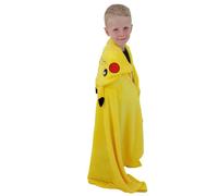 Character World Pokemon Fleece Blanket Pikachu Head Hooded Yellow Smiles Throw 100 X 120Cm
