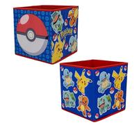 Character World Pokemon Officially Licensed Storage Boxes | 2 pack Foldable Storage Cubes Hello Design | Perfect For Organising Children's Room, Kids Playroom