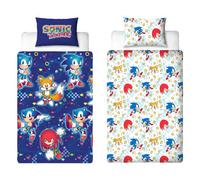 Character World Sonic The Hedgehog Single Duvet Blue Kids Reversible Bedding Set Tails Knuckles