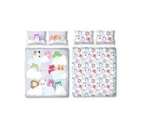 Character World Squishmallows Official Double Duvet Cover Set, Dreamy Design | Reversible 2 Sided Purple Girls Bedding Cover Including Matching Pillow Cases