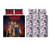 Stranger Things Officially Licensed Double Duvet Cover | Flames Design, Reversible Easy Care Bedding 2 sided Duvet Quilt Set with Matching Pillow Cases, Multicolour Print
