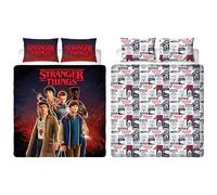 Character World Stranger Things Official Double Duvet Cover | Flames Design, Reversible Easy Care Bedding 2 sided Duvet Quilt Set with Matching Pillow Cases, Multicolour Print