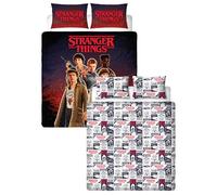 Character World Stranger Things Official Double Duvet Cover | Flames Design, Reversible Easy Care Bedding 2 sided Duvet Quilt Set with Matching Pillow Cases, Multicolour Print