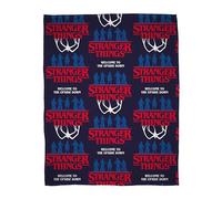 Character World Stranger Things Official Fleece Blanket | Super Soft Warm Throw | Flames Design | Perfect for Home, Bedroom, Sleepovers & Camping 100 x 150cm | Navy