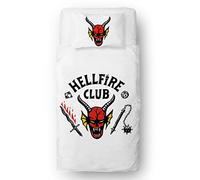 Character World Stranger Things Official Single Duvet Cover Set | Hellfire Club Design Reversible 2 Sided Bedding with Matching Pillow Case Brands Teen Single Bed Set