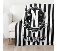 Character World Wednesday Living Blanket 130 x 170 cm ☆ Coral Fleece Blanket Wednesday Addams Fan Item, Crest Cuddly Blanket for Children, Teenagers and Adults ☆ Nevermore Gifts, Wednesday Merch