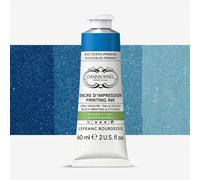 Lefranc Bourgeois 301496 CharbonNEL, water-washable copper printing ink with excellent light fastness, vegan, 100% solvent-free, 60 ml tube, ocean blue (primary)