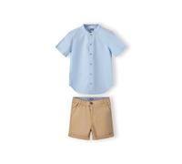 CHARBONNIER ELEVATE YOUR STYLE Kids Shirt and Shorts Set, Cotton Shirt with Mandarin Collar & Button Fastening, Adjustable Waist Shorts with Side Pockets (Camel, 4-5 Years)