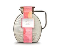 Charbrew 2.5L Borosilicate Gold Glass Pitcher with Lid - Ribbed Jug for Water, Juice, Iced Tea, Cold Brew & Cocktails - Fridge Door Friendly Carafe with Handle (Serves 10 Cups)