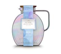Charbrew 2.5L Borosilicate Iridescent Glass Pitcher with Lid - Ribbed Jug for Water, Juice, Iced Tea, Cold Brew & Cocktails - Fridge Door Friendly Carafe with Handle (Serves 10 Cups)