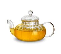 Charbrew 800ml Glass Pumpkin Teapot - Heat-Resistant Borosilicate Clear Glass & Removable Infuser | Unique Decorative Teapot for Tea Lovers & Gift