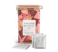 Charbrew Autumn Floral English Breakfast Tea Tin, 60 Teabags | Classic Black Tea Blend in Reusable Metal Decorative Tin