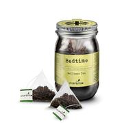 Charbrew Bedtime Wellness Tea Teabags - 100% Compostable Tea Bags in Reusable Glass Mason Jar 40g/1.41oz - 16 Premuim Fine Mesh Teabag infusers Premium Tea From Sri Lanka