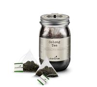 Charbrew Oolong Tea - 16 Fine Mesh Pyramid Teabags with String & Tag in Reusable Glass Mason Jar | Premium Tea Blend