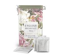 Charbrew Spring Floral English Breakfast Metal Tea Tin Caddy Gift - 60 Teabags Black Tea Blend