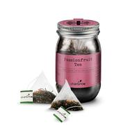Charbrew Tea Blend - 16 Compostable Fine Mesh Pyramid Teabag Infusers with String & Tag in Reusable Glass Mason Jar Premium Tea from Sri Lanka 40g/1.14oz (Passionfruit)